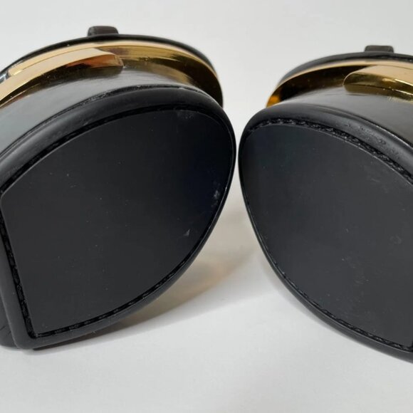 Versace Black & Gold Medusa Triple Platform Swarovski Crystals Sandals Heels - Picture 6 of 13